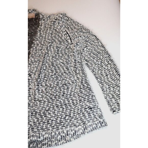 Muse Boucle Knit Cardigan Jacket Black White Textured Open Front Old Money Chic - Picture 6 of 9